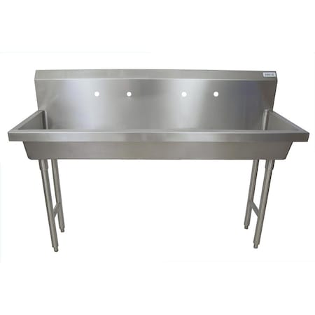 Bk Resources 60" Freestanding Two Station Handwash Sink, 8" O.C. Splash Mount MSHS-60F2